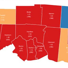 Map of COVID-19 spread in Greater Cincinnati (Health Collaborative)