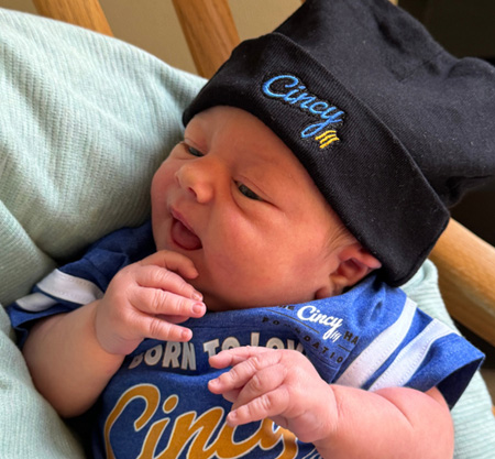Ted Karras Cincy Hat Christ Hospital Father's Day Onesie and Hat