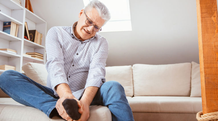 Man with sore foot