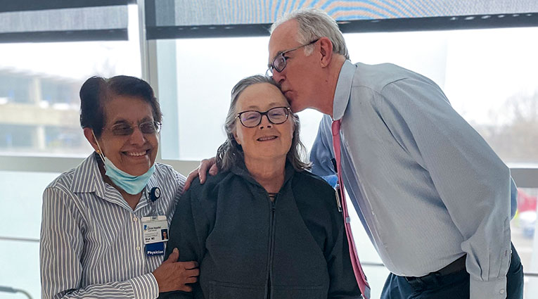 Terri Cecere with Dr. Geetha Bhat and Dr. Rob Dowling from The Christ Hospital Heart Transplant Program