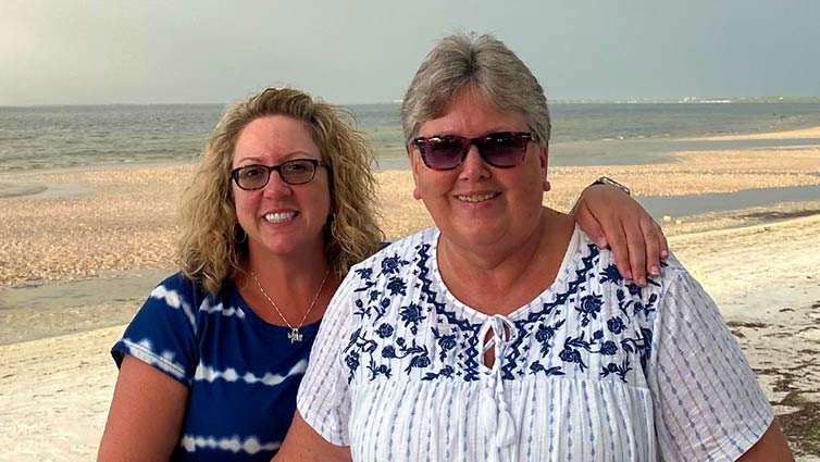 Q102 personality Jennifer Fritsch and her mom Anita on the beach