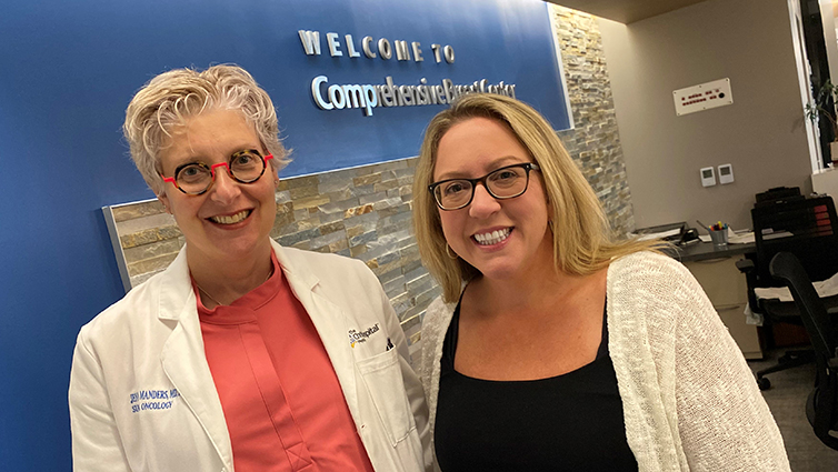 Jennifer Manders, MD, and Q102's Jennifer Fritsch in The Christ Hospital Comprehensive Breast Center