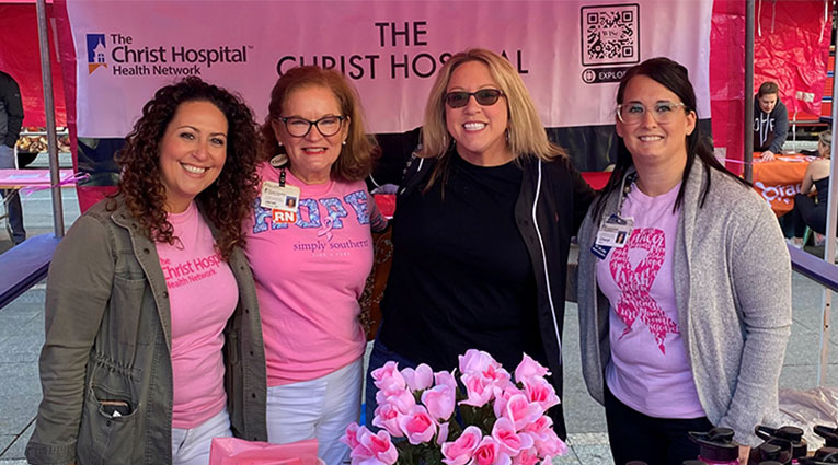 Q102's Jennifer Fritch with members of The Christ Hospital Women's and Breast Health Team