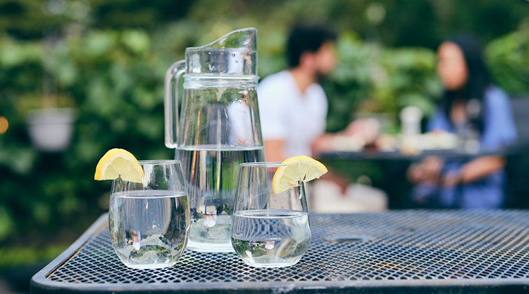 Pitcher of water and water glasses