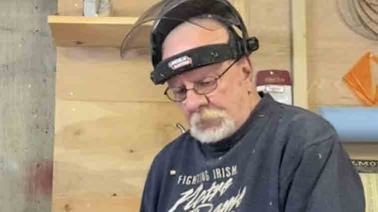 Christ Hospital patient Thomas Wagner woodworking after having aortic valve replacement surgery.