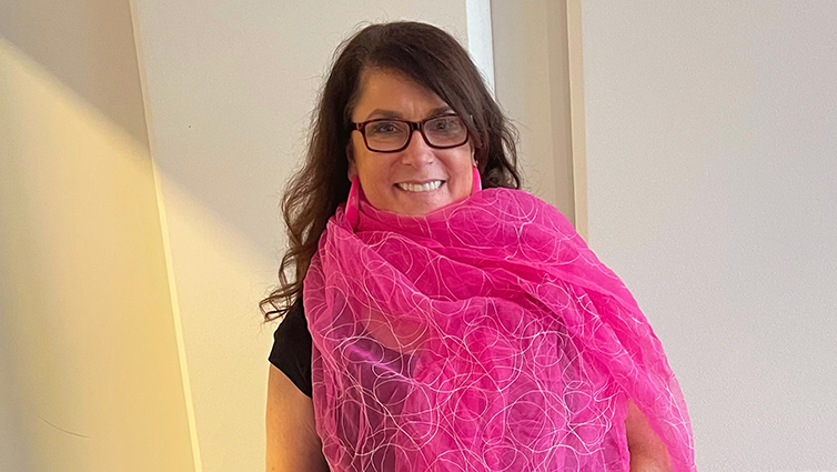 B105 radio personality Chelsie, wears a pink scarf for Breast Cancer Awareness Month and her blog about mammograms.