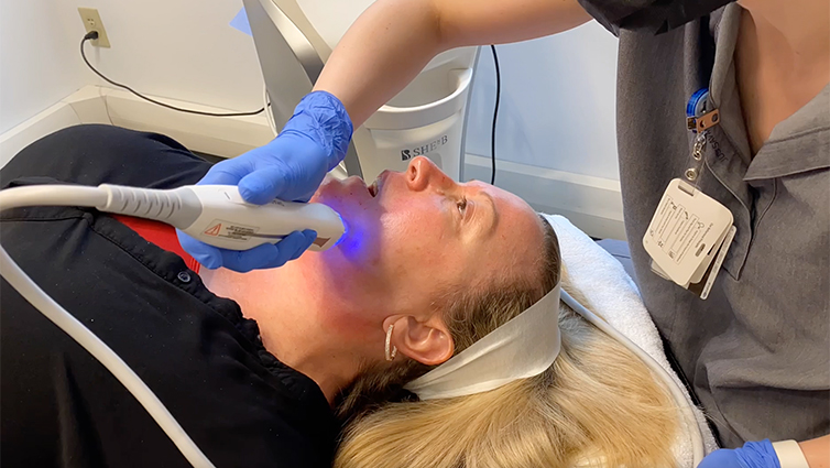 Q102 radio personality Jennifer Fritsch receives at microneedling procedure at The Christ Hospital Medical Spa.
