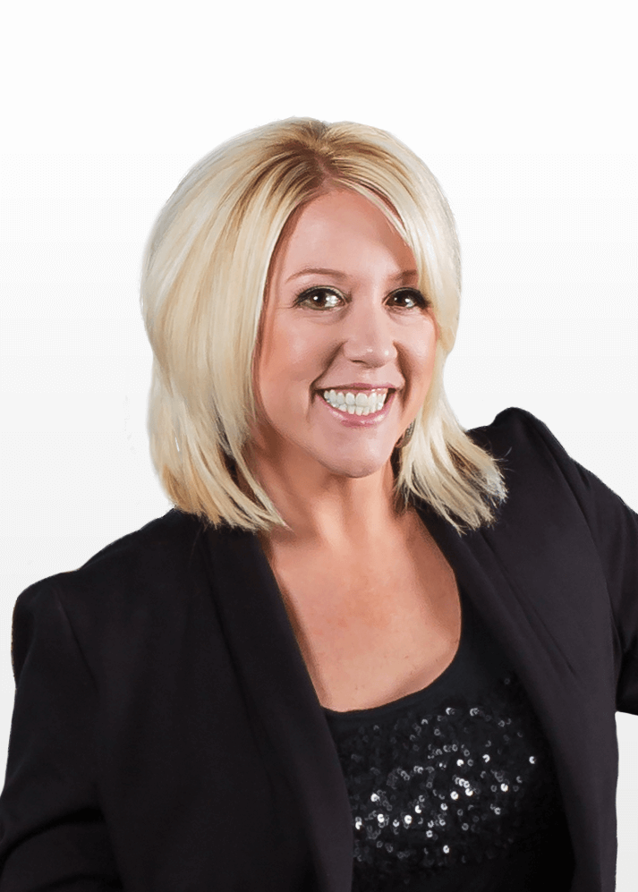 Q102 radio personality Jennifer Fritsch wearing a black blazer