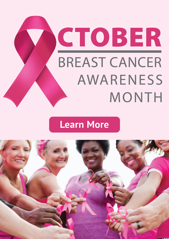 Women Holding Pink Ribbons for October Breast Cancer Awareness Month