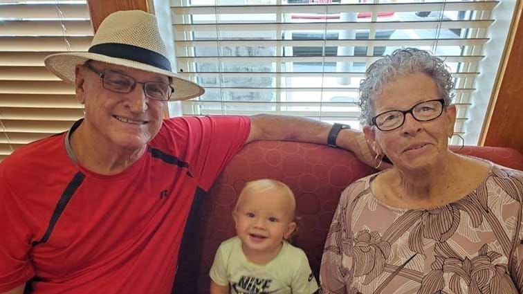 Patient Sheila Roush - with her husband and grandbaby - found hope for cancer treatment at The Christ Hospital.